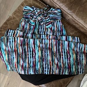 Xhilaration Black and Multicolor Smocked Top